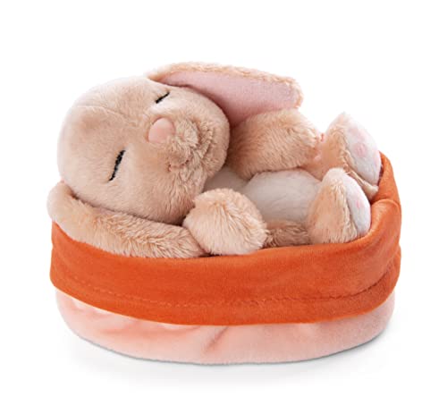 NICI Soft Toy Sleeping Pets Bunny caramel in peach basket 12cm, 12 cm - Image 2