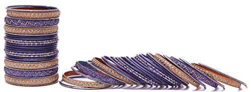 Image of NMII Non-Precious Metal with Base Metal Spreads with Zari Glossy Finished Premium Traditional Bridal Chuda Bangle set for Women and Girls