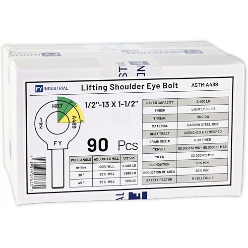 Image of Bulk Carton of 90 Pcs Lifting Shoulder Eye Bolts 1 /2 inch-13 X 1-1 /2 inch