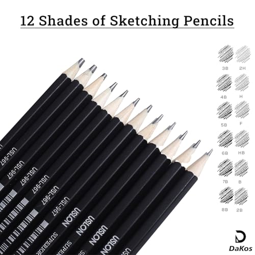 Image of Sketch Pencil Set, Drawing Pencil Set and Shading Pencils Set for Artists, Perfect Sketching Kit of Charcol Pencils and Shading Art with Carry Box and A5 Sketch Book (31 Pcs)