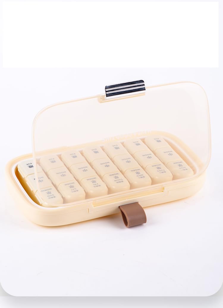 Transparent Seven Days a Week Portable Pill Box Large Capacity Dispensing Box Portable Three Meal Reminder a Day Small Size 21 Grids Open Seven Days a Week Luxur Travel Pill Box -Multi-image-23