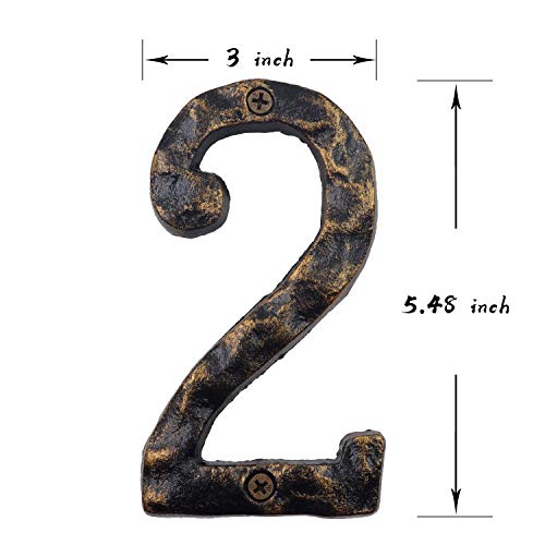 image for TripDock 6 Inch House Numbers- Rustic Cast Iron Home Address Number- F