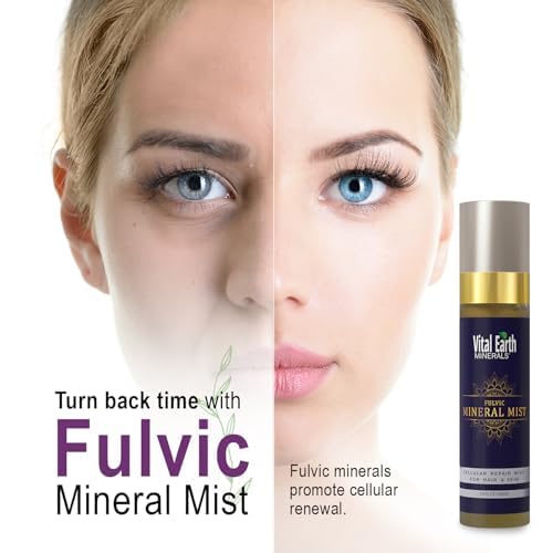 Vital Earth Minerals Vital Earth Fulvic Mineral Facial Mist, Travel-Friendly 2-Pack – Anti-Aging Face & Hair Spray for Cellular Renewal & Hydration, 3.4 Oz Ea