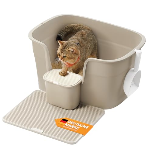 Feandrea Katzenklo, extragroße Katzentoilette, für Mehrkatzenhaushalte, mit hohen Seitenwänden, Katzenstreumatte, Aufbewahrungsbox, Schaufel, für große Katzen, cappuccinobeige PPT003K01 Feandrea Katzenklo, extragroße Katzentoilette, für Mehrkatzenhaushalte, mit hohen Seitenwänden, Katzenstreumatte, Aufbewahrungsbox, Schaufel, für große Katzen, cappuccinobeige PPT003K01