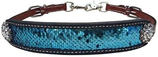 Showman Medium Leather Wither Strap w/Teal & Silver Sequins Inlay! New Horse TACK!