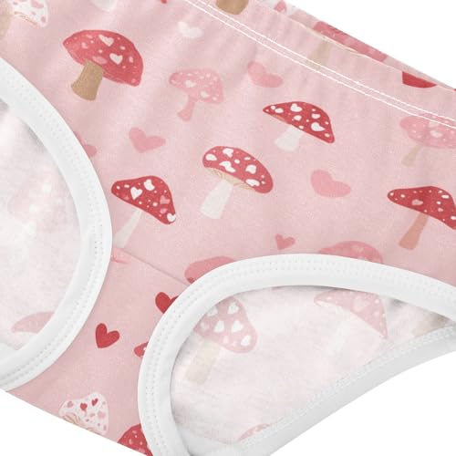 Wusikd Mushroom Pink Girls' Underwear Cotton Hearts Girls Briefs Soft Toddler Underwear 2T4