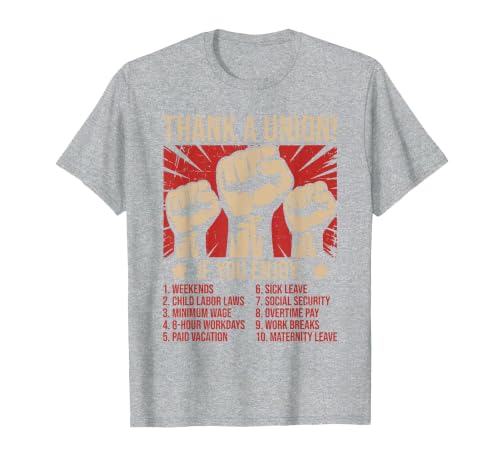 Union Strong, Thank a Union, Workers Rights & Solidarity T-Shirt, Men, Heather Grey, 3X-Large