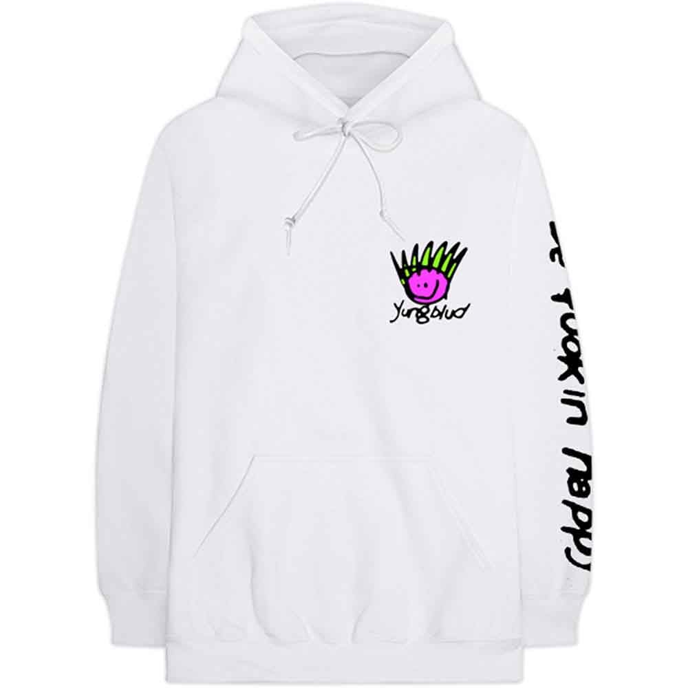 Yungblud Men's White Hoodie Be Grunge Face Logo Official Pullover Unisex M