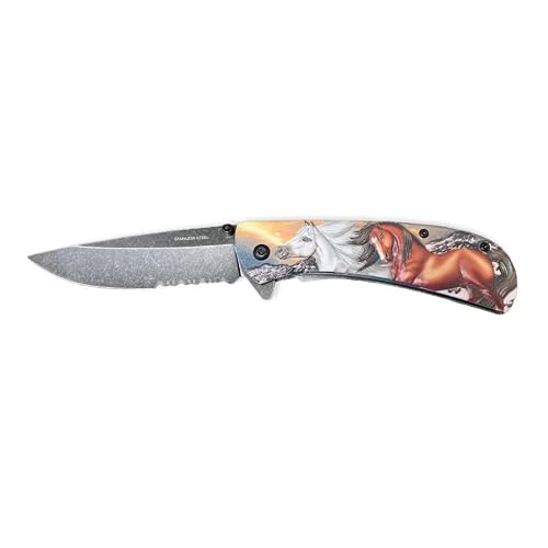 Bladedealusa Horse Design Knife Assisted Opening Folding Pocket Knife Hunting Camping Fishing Accessories (Red),Glm049 #TOP1