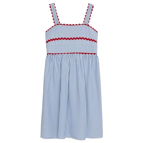 Speechless Girls' Striped Cotton Smocked Back Dress with RIC Rac Trim