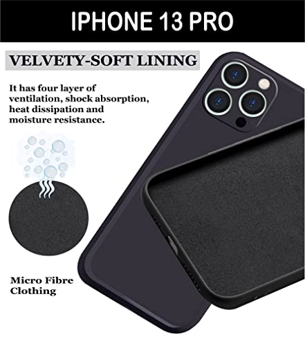 Image of A rtistque Liquid TPU Silicone Matte Shockproof Flexible with Camera Protection Soft Back Cover Case for iPhone 13 Pro - Black