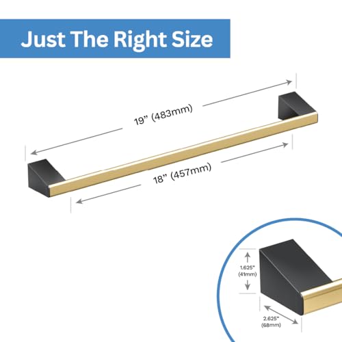 Image of Gatco 5671 A-Line Towel Bar, 18 Inch, Brushed Brass Matte Black Combo