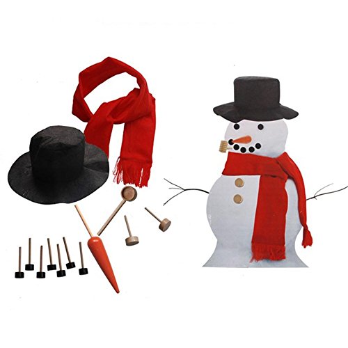 Zamango Snowman Decorating Kit,Winter Outdoor Toys Decoration Hat Scarf Pipe Eyes Mouth Button Nose 13pcs Accessories Included