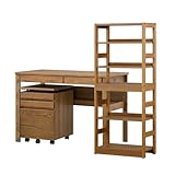 ISSEIKI 【SET】REFLE DESK 105+SHELF 58+ WAGON 41 (WO-V-NBR) 3点セット デスク ワゴン キャスター 引き出し ラック シェルフ 本棚 木製 天然木 リビング学習 大人 入学 おしゃれ