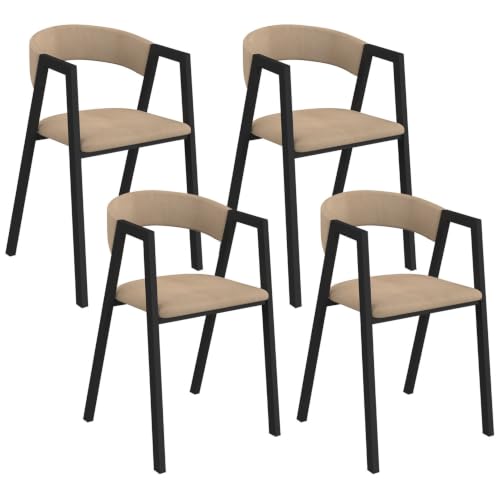 Lot de 4 chaises CAMILLE en métal et velours avec accoudoirs - vue 2