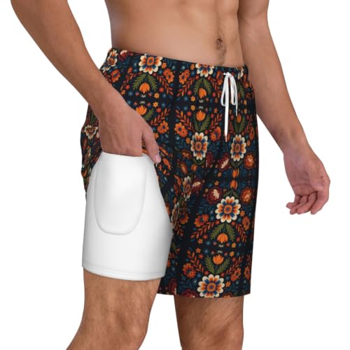 Bañador de playa casual para hombre con flores geométricas 2