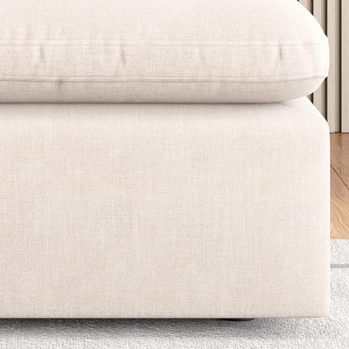 Image of Home Centre | Nolan Fabric 1-Seater Wedge Sofa | Sofa for Living Room | Solid Wood | Beige | 1 Year Warranty