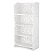 Finether 4-Tier Baroque Style Waterproof Display Shelving Units Modular Wood Plastic Composite Storage Rack Shelving Organizer for Kichen, Home, Bathroom Decorative Shelves, White