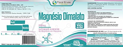 Magnesium Dimalate 600mg 120 Capsules Floral Herbs from Brazil