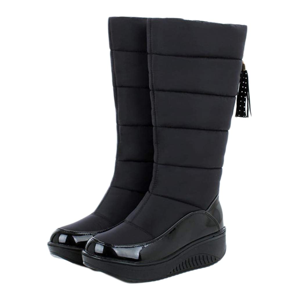 Minetom Bottes Femme Chaussures Bottines Hiver Imperméable Bottes De Neige Fourrée Chaude Bottines De Pluie Bottes Ski Winter Boots