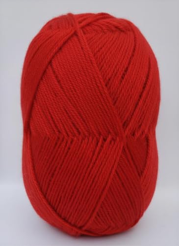Image of Vardhman BigBoss Knitting Yarn - 200g Ball, 575m, 84% Acrylic + 16% Nylon, 3-Ply DK Weight, Soft & Durable Wool for Knitting, Craft, babywear, blanket, winter wear; threads for crochet hook needle - Boss-24 - Red