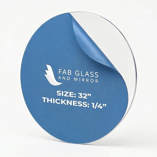 Image of Clear Plexiglass Sheet Round 32 Inch Diameter 1 /4 Inch Thick Acrylic Cake Board Display Stand Flame-Polished Tabletop Protector for Crafts Coasters by Fab Glass and Mirror