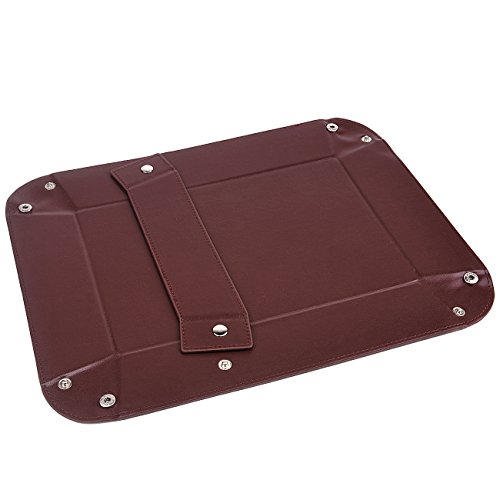 Valet Tray Jewelry Organizer,PU Leather Watch Box Coin Change Key Tray for Storage Coffee