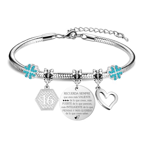 HEYEJET Presentes de aniversário para mulheres pulseira de aniversário com pingente do século 10 anos - 70 anos para o aniversário da sua filha, sobrinha, irmã, amiga, adolescente, mãe e tia, 18+5 cm,