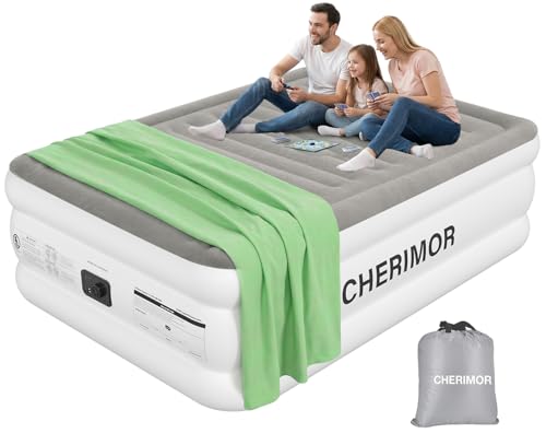 CHERIMOR Air Mattress Queen with Built in Pump, 18' Raised Comfort, Anti-Sag Horizontal Beam, 800lbs...