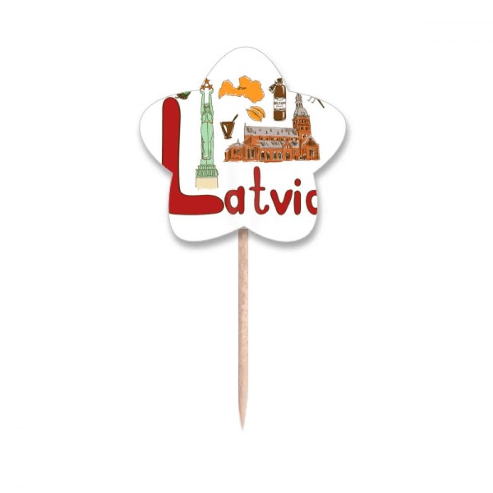 Cure-dents drapeau Lettonie de 10 cm en bois pour apéritif