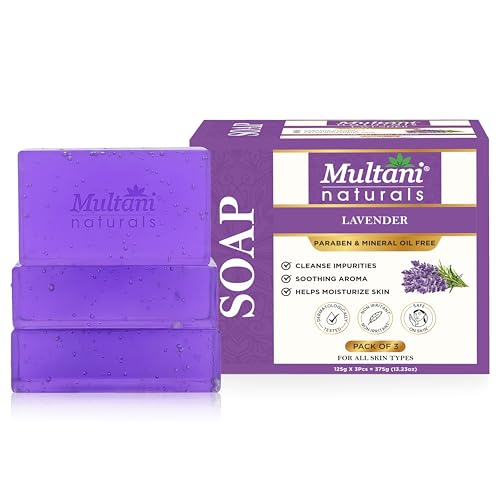 Image of Multani Natural Lavender Soap - 125 gm (Pack Of 3) | Gently Cleanses & Helps Relieve Stress | Paraben Free | Clinically Teste | For All Skin Types | Soap For Men & Women