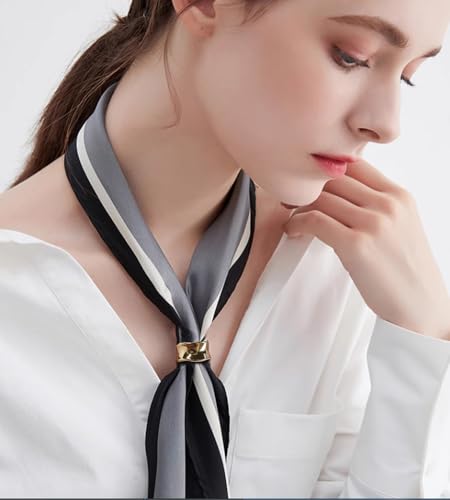 Dainty Oblate Silk Scarf Ring Brooch for Women Minimalist Geometric Shawl Scarves Buckle Wrap Clasp Clip Rings Brooches Fashion Dress Accessories Jewelry3