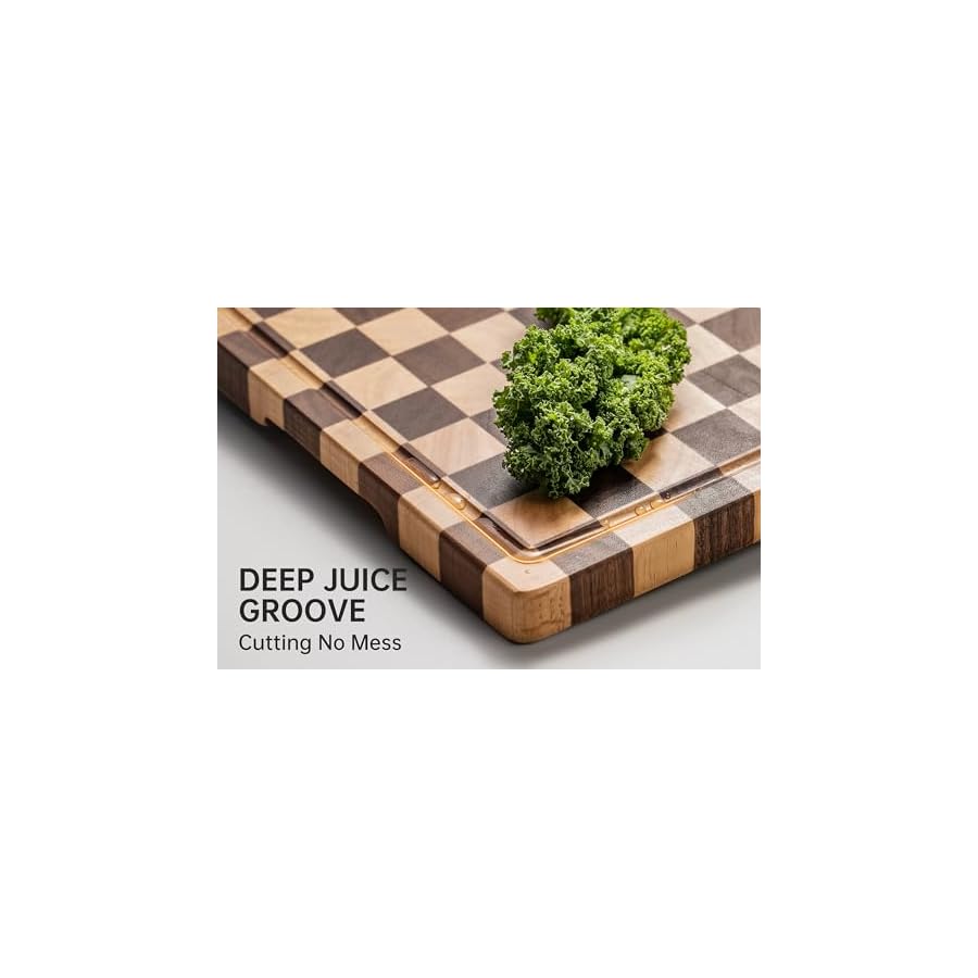 Cutting-Boards-for-Kitchen-Design-in-USA-Large-Acacia-Wood-Chopping-Board-Checkered-Cutting-Board-with-Juice-Grooves-Handles-Butcher-Block-Serving-Tray-with-Gift-Box-17-x-12-x-08 THETCHRY Cutting Boards for Kitchen, Design in USA Large Acacia Wood Chopping Board, Checkered Cutting Board with Juice Grooves & Handles, Butcher Block Serving Tray with Gift Box, 17" x 12" x 0.8"