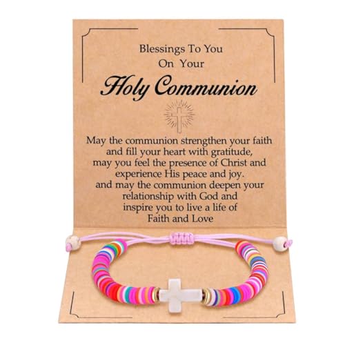 Image of Kvekstio Christian Gift, Cross Charm Colorful Beads Bracelet with Blessing Prayer Card Gift, Women's Faith-Inspired Jewelry