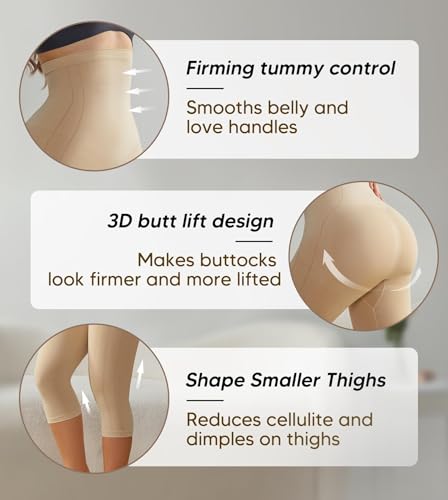 Image of Women High Waisted Capri Shapewear Tummy Control Butt Lifting Shaping Pants Under Dresses