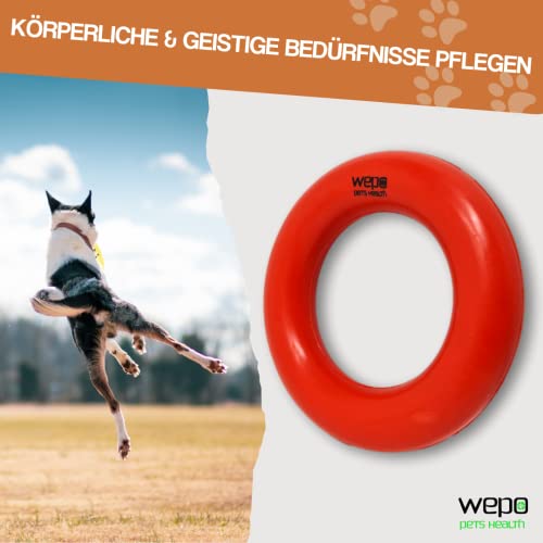 WEPO Puller Ring Hund Ø 15cm Rot - Spielzeug Hunde Beschäftigung - Zerrspielzeug Hund - Dog Toy - Ringe Training für Welpen, kleine & große Hunde - Auslastung & gesunde Zähne