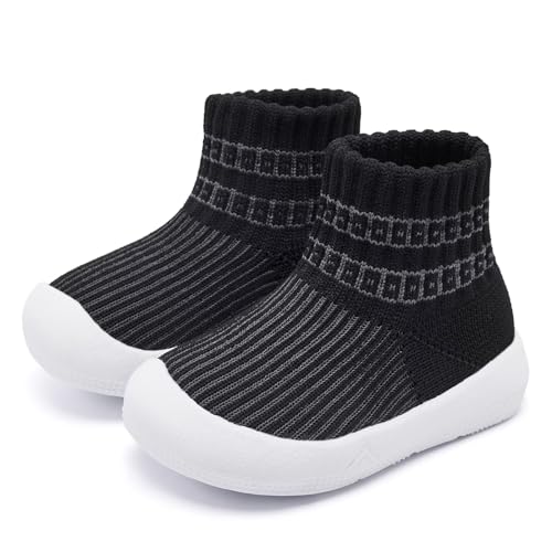 Image of Eashi Baby Boy Girl Non-Skid Indoor Infant Walking Shoes Breathable Warm Elastic Sock Shoes with Memory Sole Protect Toes Outdoor Sneakers