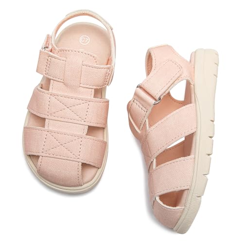 Image of Luffymomo Toddler Kids Closed Toe Fisherman Sandals | Boys Girls Lightweight Shoes,Adjustable Beach Summer Sandal