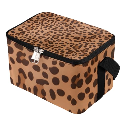 GzLeyigou Lunch Bags for Women Men 9 Cans,Leopard Skin Hot & Cold Food Delivery Bag Insulated Grocery Bag Insulated Lunch Box Leopard Brown Cooler Bag for Office Work Picnic Beach