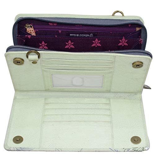 Image of Anuschka Women's Hand-Painted Genuine Leather RFID Blocking Organiser Wallet - Wondrous Wings