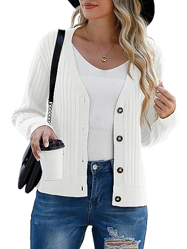 Image of Women's Long Sleeve Cardigan Sweaters Casual V Neck Soft Knit Jacket Button Down Cardigan for Women Winter Fall