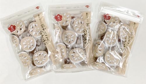 国産蓮根粉末使用 無添加 節れんこんのど飴70g×3個 ■ネコポス便で配送■ 国産蓮根粉末(節・実)と国産さつまいもから作った麦芽水飴、国産本くず粉、国産生姜粉末を使用した甘さ控えめの喉あめです。