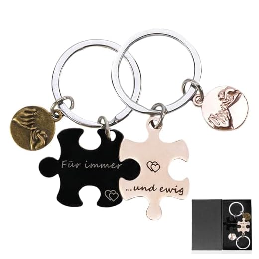 Boyfriend Gift Personalisierte Geschenke Schlüsselanhänger - Adventskalender Paare Paar Geschenke für Beide Partner, Jahrestag Valentinstag Geschenke für Ihn Sie mit Gravur Für Immer, und Ewig Puzzle
