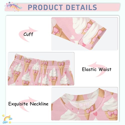 ALAZA Bow Ice Cream Heart Love 2 Piece Pajama Set Long Sleeve Top and Pants Sleepwear Unisex4