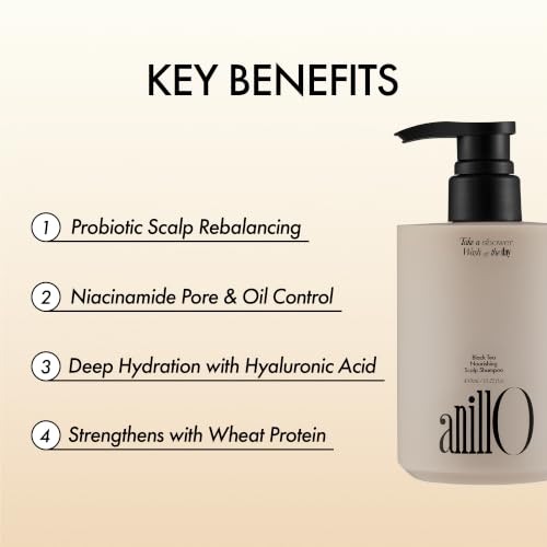 Image of Vegan Nourishing Scalp Shampoo with Black Tea, Hyaluronic & Amino Acids to Strengthen Scalp Barrier, Creamy Woody Scent, Paraben, Sulfate & Silicone Free 450ml / 15.22 fl. Oz
