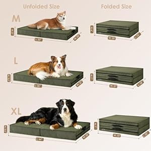 EHEYCIGA Foldable Waterproof Dog Beds for Large Dogs - Outdoor Orthopedic Dog Bed with Washable Removable Cover, Pet Bed Mattress with Handle, Olive Green, 36 x 27 x 3.5 inches EHEYCIGA Foldable Waterproof Dog Beds for Large Dogs Outdoor Orthopedic Dog Bed with Washable Removable Cover Pet Bed Mattress with Handle Olive Green 36 x 27 x 35 inches