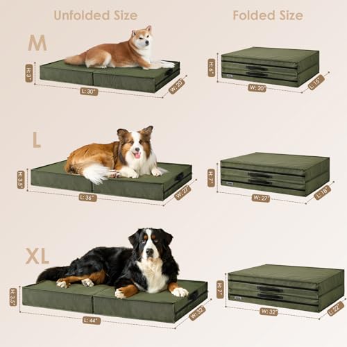 EHEYCIGA-Foldable-Waterproof-Dog-Beds-for-Large-Dogs-Outdoor-Orthopedic-Dog-Bed-with-Washable-Removable-Cover-Pet-Bed-Mattress-with-Handle-Olive-Green-36-x-27-x-35-inches EHEYCIGA Foldable Waterproof Dog Beds for Large Dogs Outdoor Orthopedic Dog Bed with Washable Removable Cover Pet Bed Mattress with Handle Olive Green 36 x 27 x 35 inches