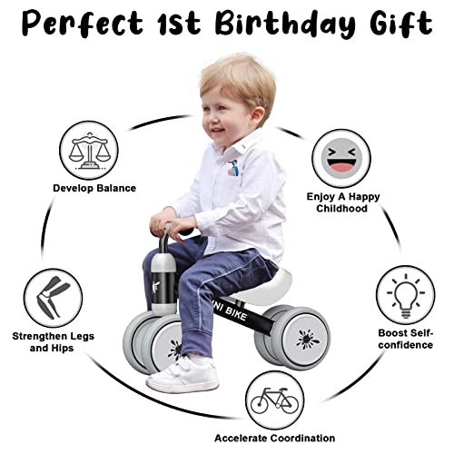 Baby Balance Bikes for 1 Year Old Boys Girls, Toddler Bike 10-24 Months Baby Riding Toys with 4 Wheels, No Pedal Anti-Drop Baby Walker Bicycle, Baby\'s First Bike First Birthday Gift Christmas - Thumbnail 4