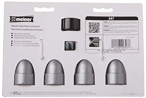 Melnor 347-6 Hiflo 4-Way Hose Valve-2.3"-Silver, Black, Yellow #TOP2