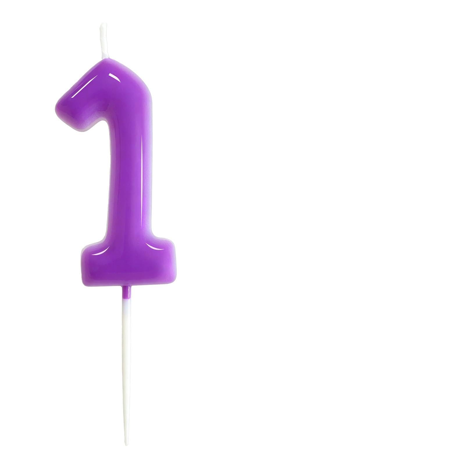 Purple Birthday Number 1 Candles Happy Birthday Cake Topper Number Candles for Birthday Party Decorations Wedding Anniversary Celebration Party Supplies